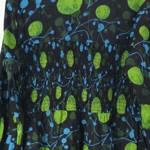 Nid d’abeilles Smocked Cotton Blouse Top Indie Psychedelic Print Size 4 - Picture 8 of 9